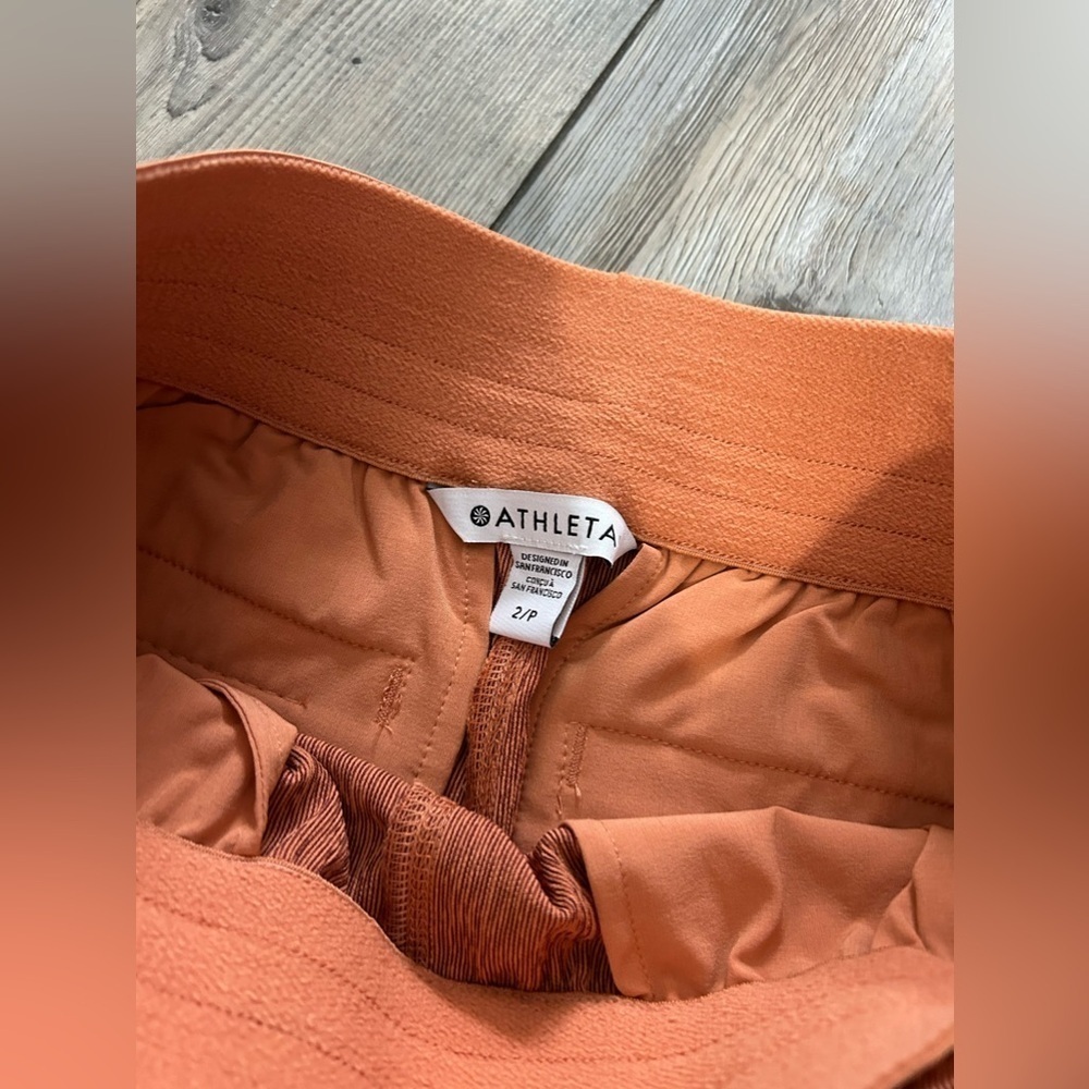 NWT Athleta Echo Wide Crop Elastic Waist Pants - burnt Orange texture - Picture 3 of 4